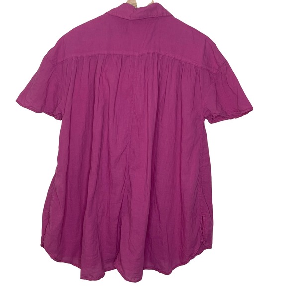 We The Free Shirt Extra Small Pink Button Down Short Sleeve Tunic Top - Picture 2 of 6